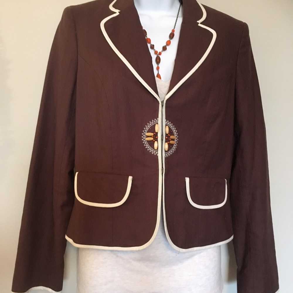 Vintage 70’s brown blazer jacket beaded design